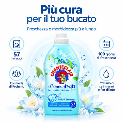 Confezione da 8 Chanteclair Ammorbidente Fiori di Loto 57 Lavaggi, 456 lavaggi totali per bucato in lavatrice