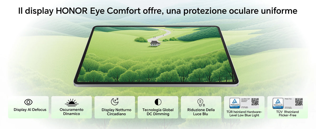 HONOR Pad 10 da 12,1 pollici, 120 Hz, display HONOR Eye Comfort da 2,5K, 8 GB/256 GB, Wi-Fi, batteria da 10.100 mAh, processore Snapdragon 7 Gen 3 a 4 nm, efficienza AI, 6 altoparlanti, Android 15, grigio