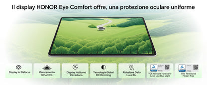 HONOR Pad 10 da 12,1 pollici, 120 Hz, display HONOR Eye Comfort da 2,5K, 8 GB/256 GB, Wi-Fi, batteria da 10.100 mAh, processore Snapdragon 7 Gen 3 a 4 nm, efficienza AI, 6 altoparlanti, Android 15, grigio