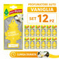 Confezione da 6, 12 o 24 Arbre Magique Vaniglia, profumatori auto da appendere, fragranza dolce e tropicale, formato scorta per auto, furgone, armadio e piccoli ambienti