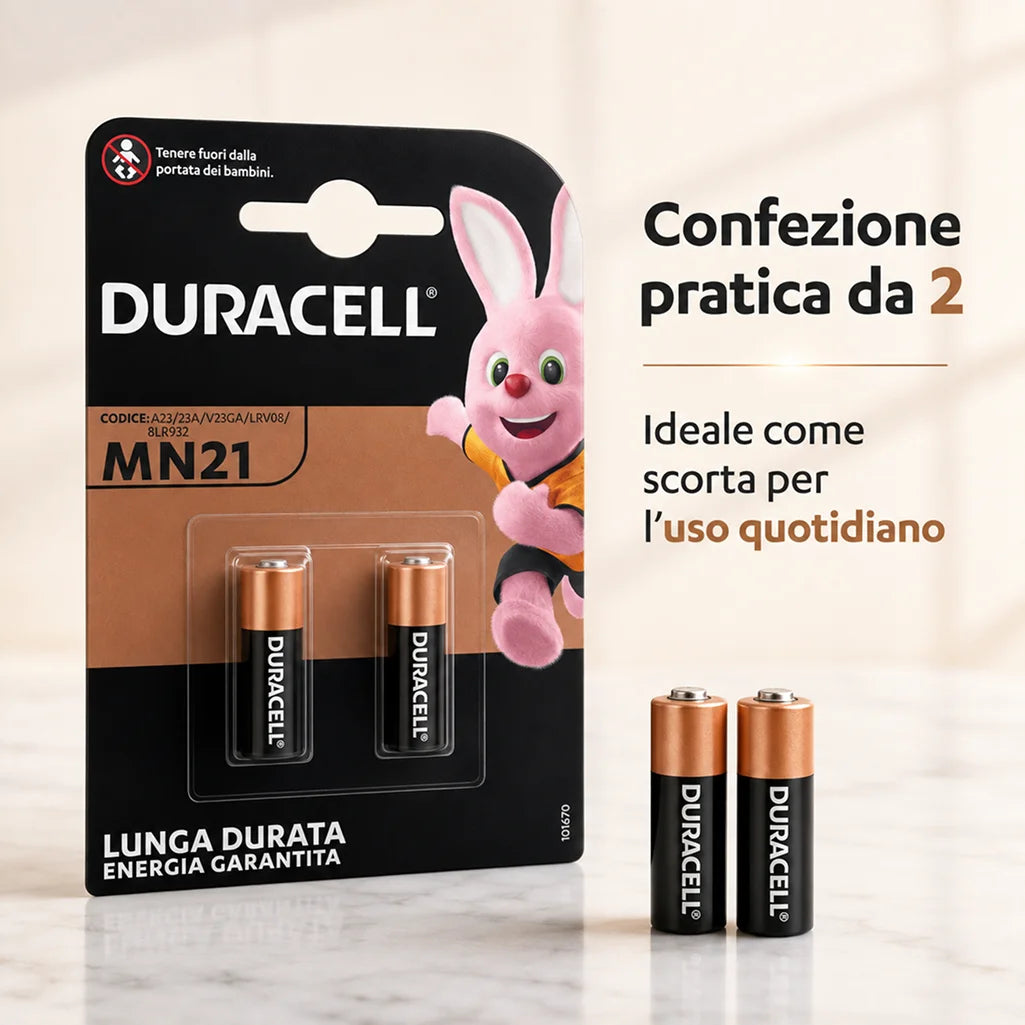 Confezione da 3 blister Duracell MN21 BL2, 2 batterie per blister, 6 pile totali per dispositivi compatibili