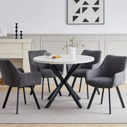 EGOONM 2/4PCS Sedie da pranzo moderne girevoli con braccioli, sedie imbottite in tessuto, 360 °   Sedie Girevoli con Gambe in Metallo
