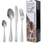 Set di posate in acciaio inossidabile color argento, composto da 24 pezzi: coltelli, forchette, cucchiai e cucchiaini, ideale per la tavola di casa e come regalo – set per 6 persone.