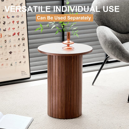 Set di 2 tavolini rotondi in legno in stile nordico, tavolino da caffè impilabile in legno, per mobili da soggiorno/camera da letto