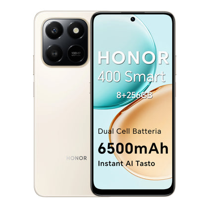 HONOR 400 Smart 4G Smartphone, Display 6.77" 120Hz, Batteria 6500mAh Doppia Cella, Fotocamera AI 108MP, Certificazione SGS 5 Stelle, Resistenza IP65, NFC, Dual SIM, Android 15