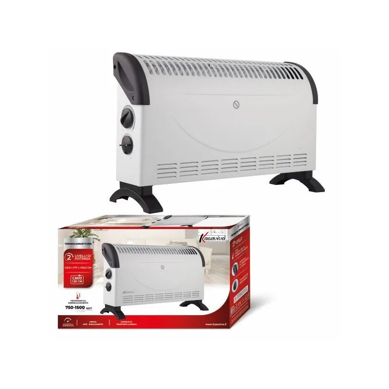 Termoconvettore Elettrico KALOR 1500W - Termoconvettore con Termostato -Termo Convettore Aria Calda 2 Potenze Stufa Elettrica per Riscaldare Casa e Ufficio - Stufa Elettrica Smart