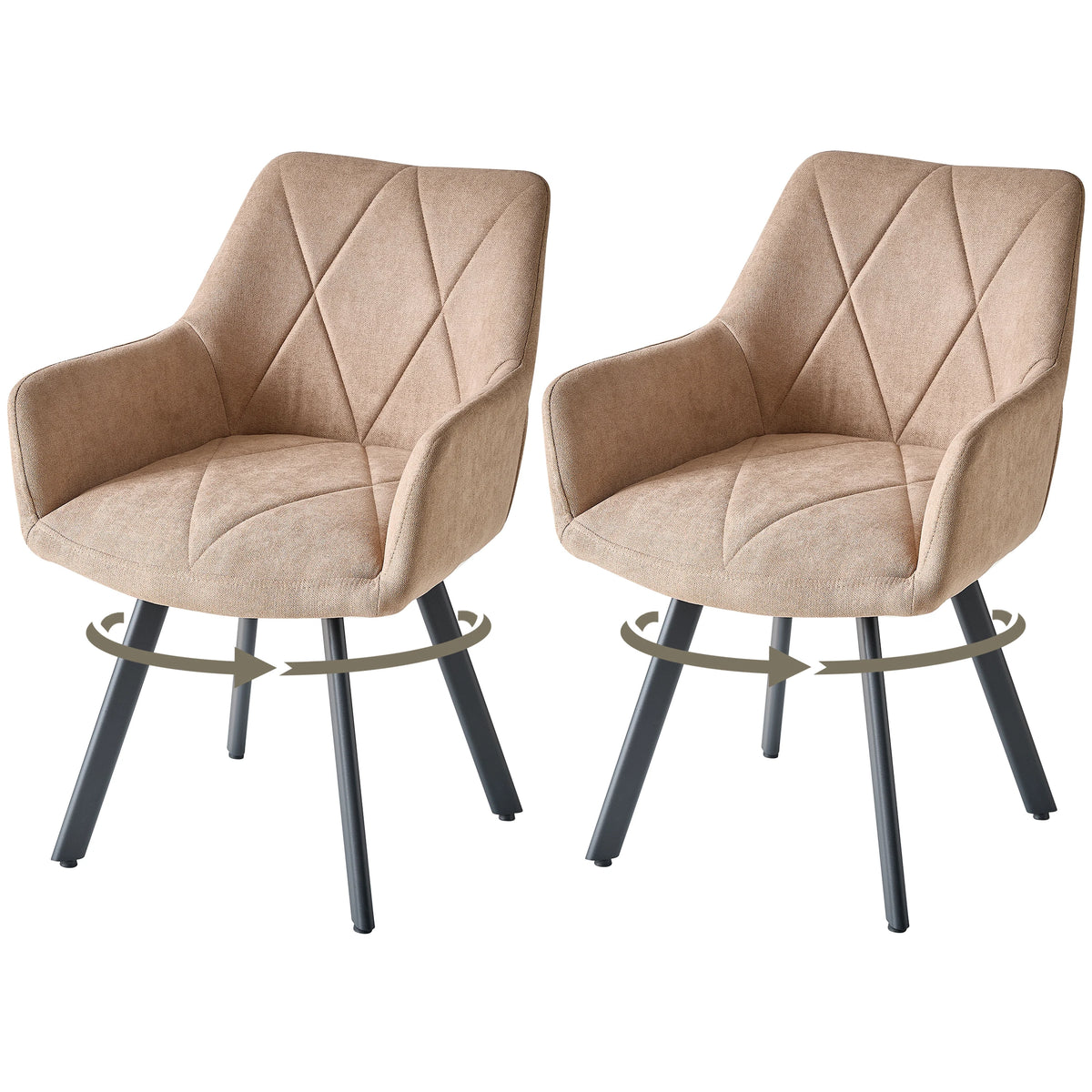 EGOONM 2/4PCS Sedie da pranzo moderne girevoli con braccioli, sedie imbottite in tessuto, 360 °   Sedie Girevoli con Gambe in Metallo