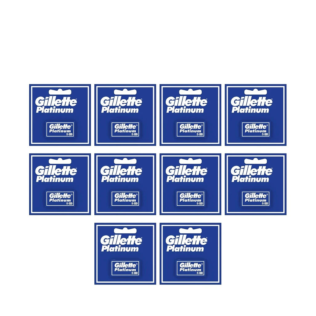 Confezione da 10 Gillette Platinum Ricambi 5 pz, 50 lamette totali per rasatura tradizionale e uso quotidiano