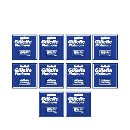 Confezione da 10 Gillette Platinum Ricambi 5 pz, 50 lamette totali per rasatura tradizionale e uso quotidiano
