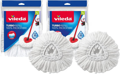 3 Pezzi Vileda Mocio Turbo Refill 100% Microfibra – Ricambio Fiocco Turbo – Lavabile a 30°C – Compatibile Turbo / Turbo Smart / Easy Wring & Clean