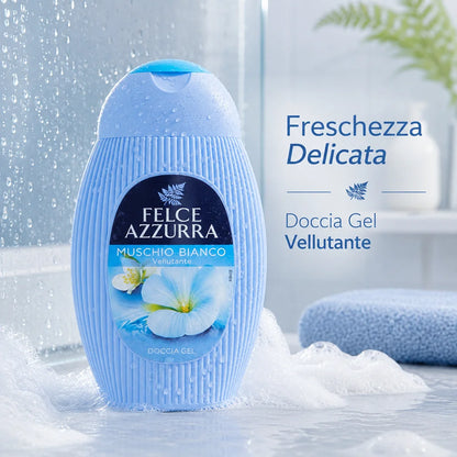Confezione da 12 Felce Azzurra Doccia Muschio 250 ml, bagnodoccia profumato per la detersione quotidiana, 3 L totali