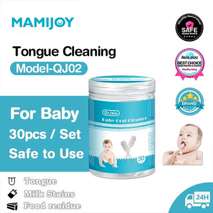 MAMIJOY 30/60pcs Bastone per la pulizia orale del bambino Detergente usa e getta Denti al latte Garza Spazzolino da denti Lavaggio della lingua del bambino Igiene orale neonato