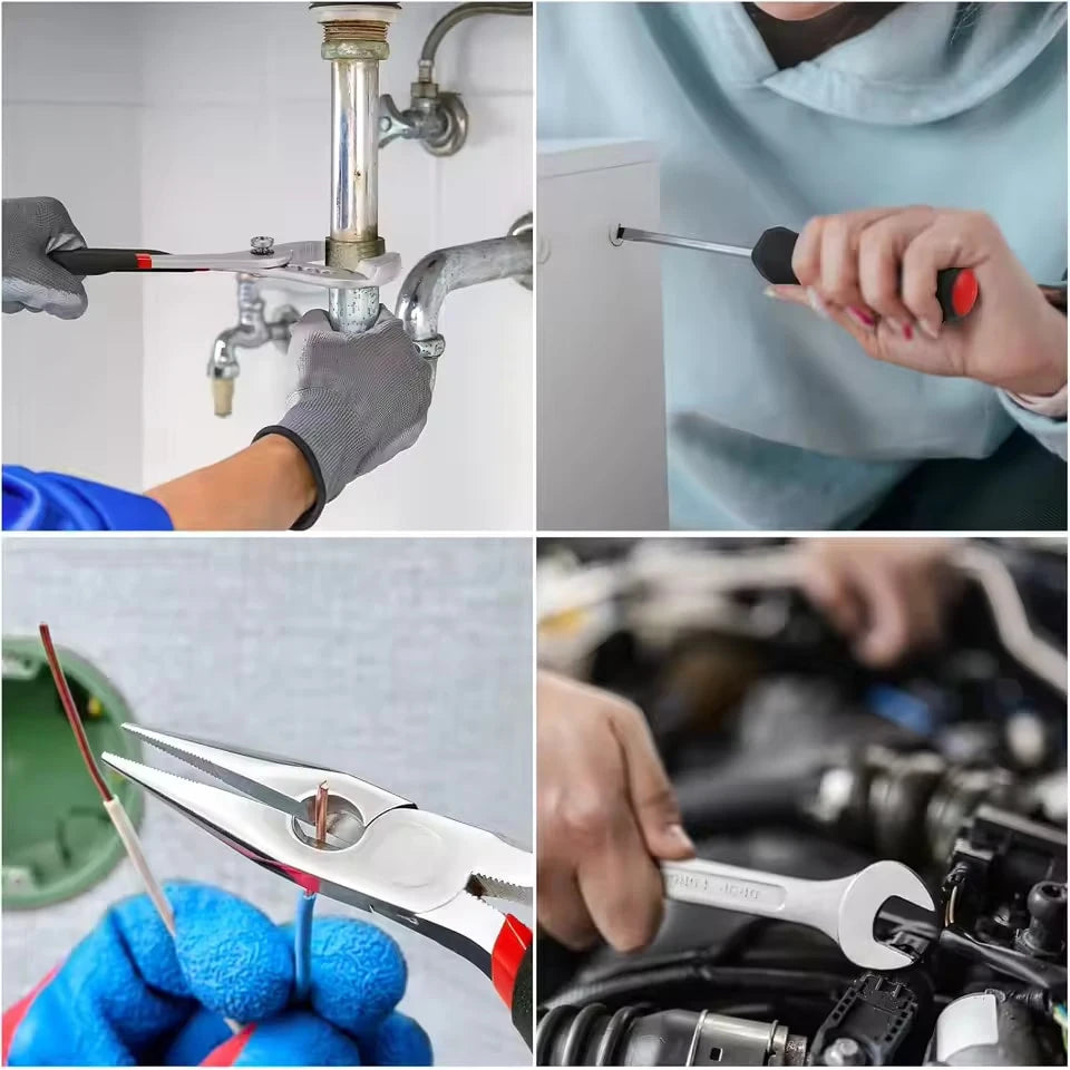 Set di 799 utensili manuali per meccanici, con valigetta in alluminio, composto da chiavi, bussole, cacciaviti, pinze e martello, ideale per riparazioni domestiche, lavori fai-da-te, officine e autolavaggi.