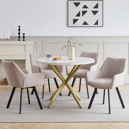 EGOONM 2/4PCS Sedie da pranzo moderne girevoli con braccioli, sedie imbottite in tessuto, 360 °   Sedie Girevoli con Gambe in Metallo