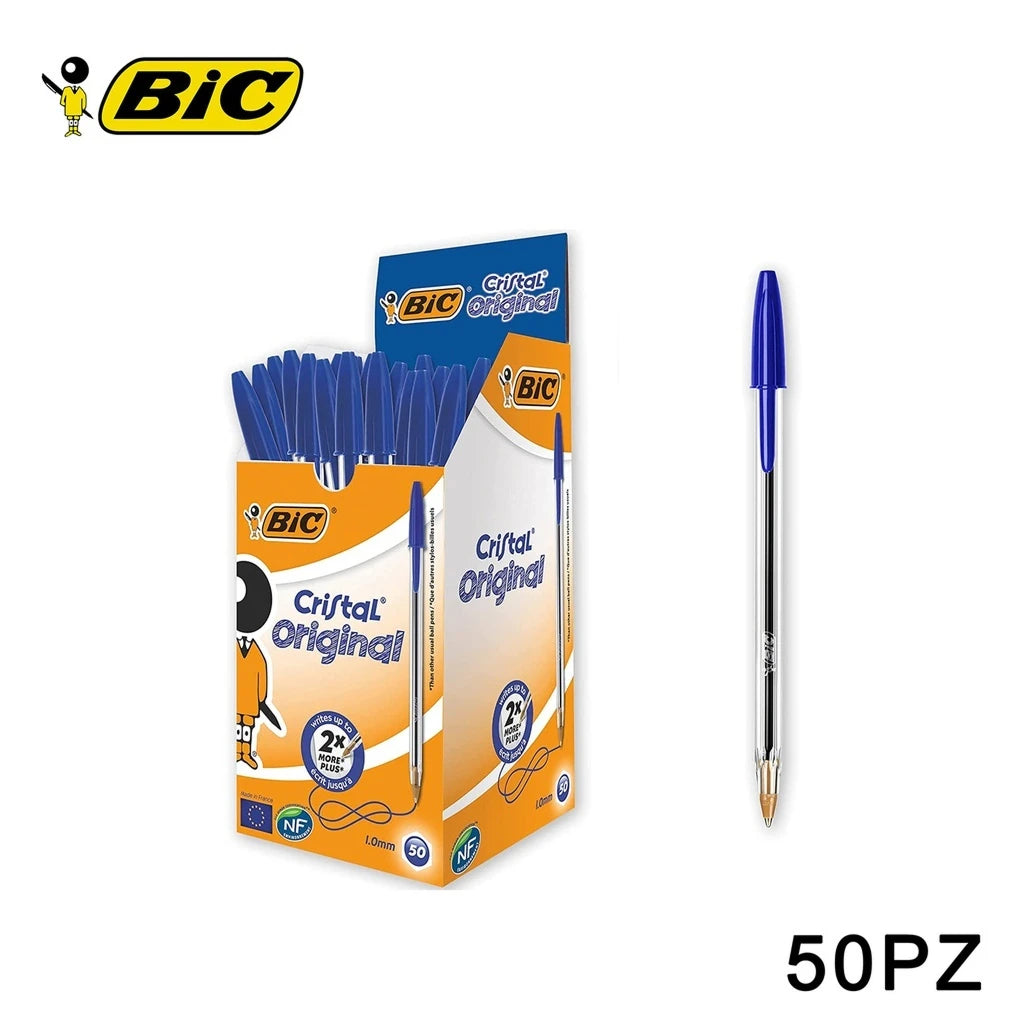 BIC Cristal Up, Penne Nere a Sfera, Punta Media 1.2mm, 50 Unità, Cancelleria Scuola e Ufficio, Scrittura Scorrevole