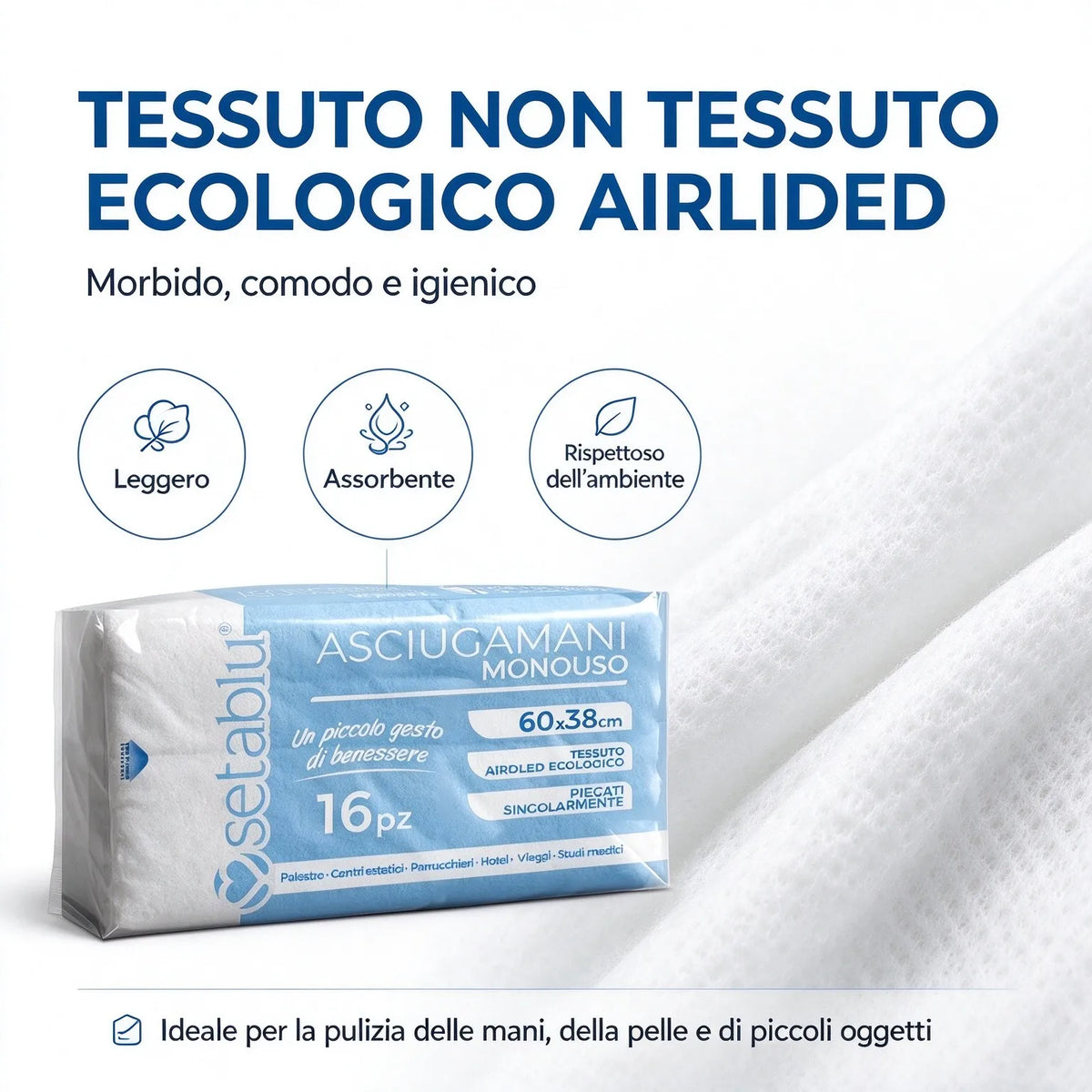 Confezione multipla di asciugamani monouso in tessuto spesso, 16 pezzi, asciugamani igienici per saloni di bellezza, parrucchieri, centri benessere e hotel.