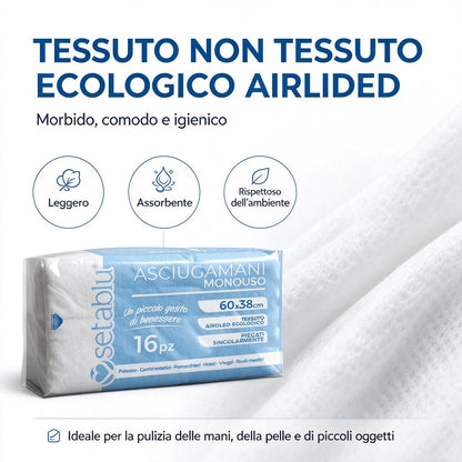 Confezione multipla di asciugamani monouso in tessuto spesso, 16 pezzi, asciugamani igienici per saloni di bellezza, parrucchieri, centri benessere e hotel.