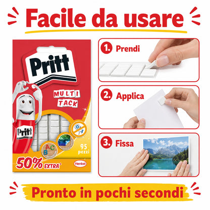 Confezione da 12 Pritt Instant Tack, gommini adesivi multiuso per pareti, poster, foto, decorazioni, scuola, ufficio e casa