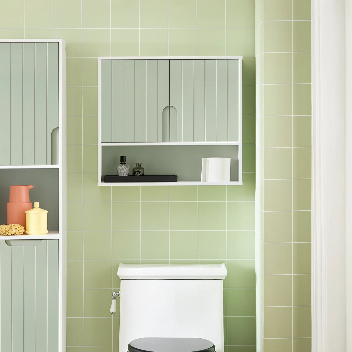 SoBuy BZR140-GR bagno e cucina Parete Bagno Armadio sospeso Armadio Bianco 60x15x54 cm