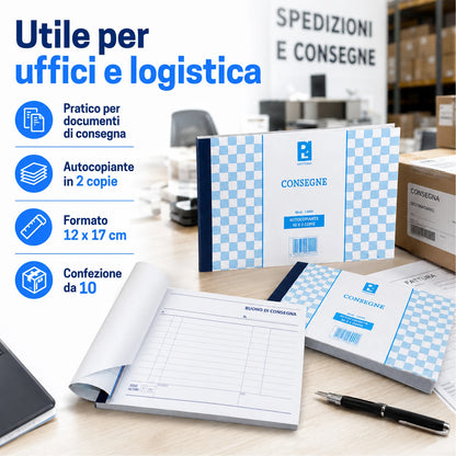 Confezione da 10 blocchi buono consegne Picarta, moduli per consegne, ricevute, magazzino, ufficio e attività commerciali