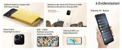 HONOR 400 Smart 4G Smartphone Dual SIM NFC Android 15, 6500mAh Dual Cell Batteria, 108MP+2MP con Pulsante AI Telefono, 6.77 Pollici 120 Hz Comfort Display, 5 stelle SGS&IP65