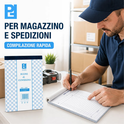 Confezione da 10 blocchi buoni consegna Picarta 15x22 cm, 50 fogli x 2 copie, moduli per consegne, magazzino, ufficio e attività commerciali