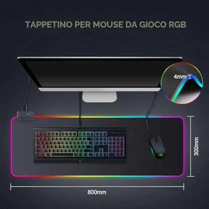 Tappetino Mouse XXL Gaming per Gioco PC, Extra Grande 800 * 300mm*40mm, Antiscivolo Impermeabile per Computer
