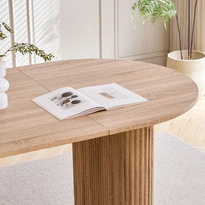 EGOONM Tavolo da Pranzo Moderno Ovale con Base Scanalata, Tavolo da Cucina per 6-8 Persone, Tavolo in Legno per Sala da Pranzo