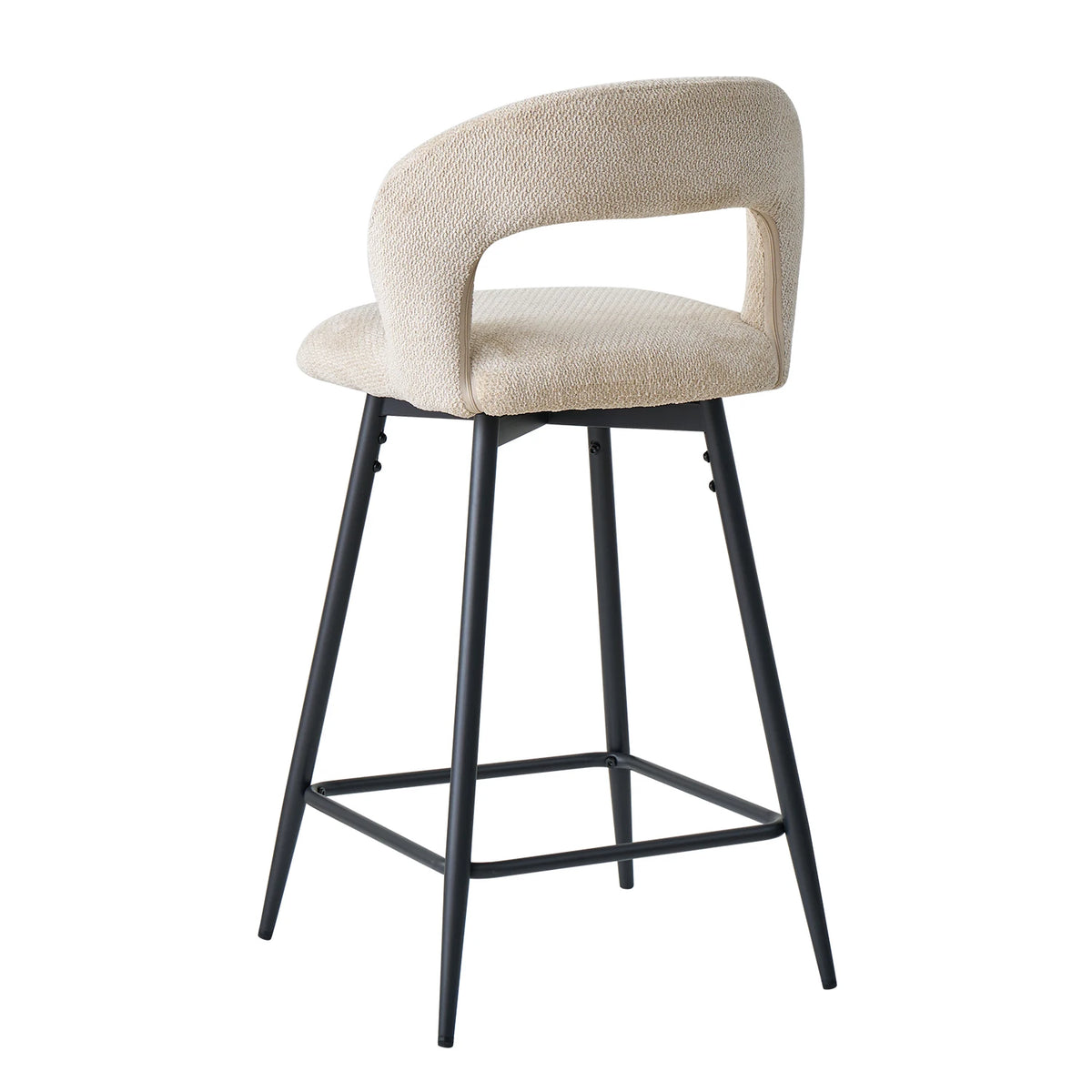 EGOONM Set da 2/4 sgabelli da bar girevoli in lino con schienale aperto e poggiapiedi, sedie da bar moderne imbottite per isola cucina, gambe in metallo nero