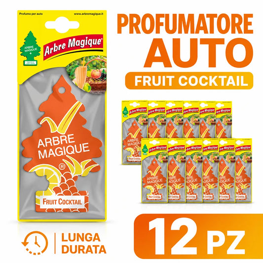 Confezione da 6, 12 o 24 Arbre Magique Fruit Cocktail, profumatori auto da appendere, fragranza fresca e delicata, formato scorta per auto, furgone, armadio e piccoli ambienti