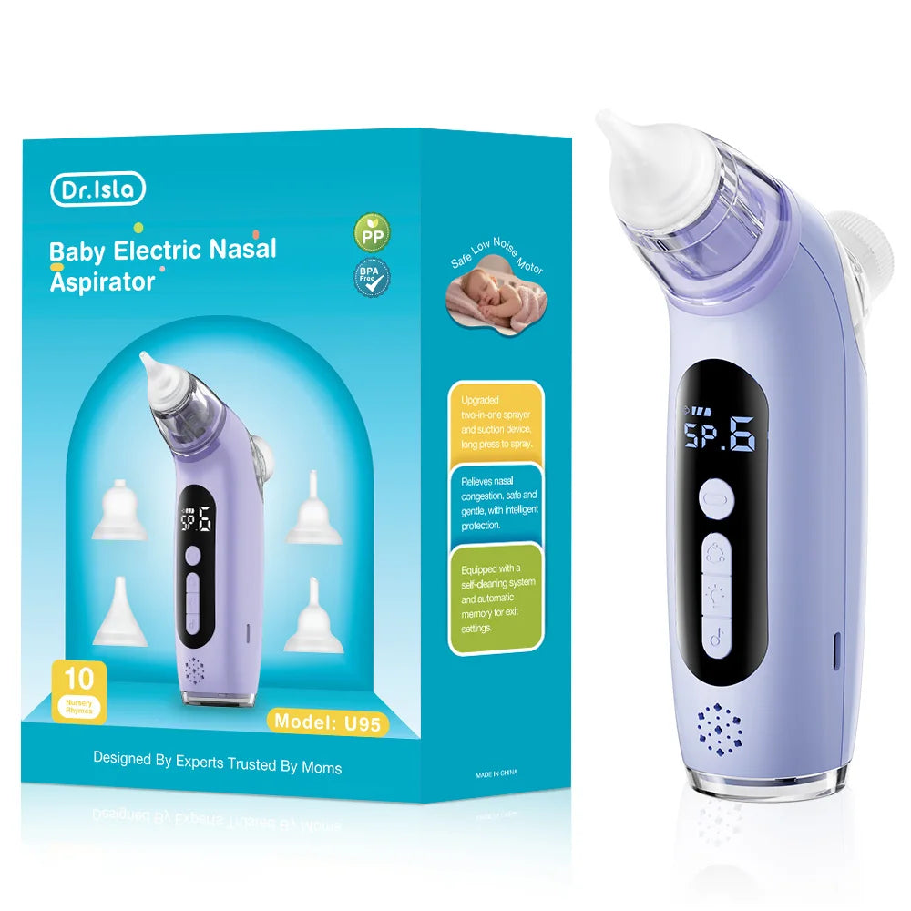 MAMIJOY Aspiratore nasale elettrico 2 in 1 per bambini e funzione nebulizzatore 6 modalità di aspirazione e nebulizzatore musicale per bambini e pulitore nasale U95