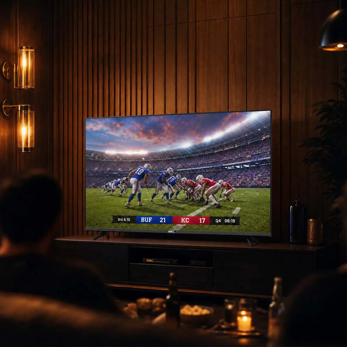 HKC 42Q1L Smart TV FHD da 42 Pollici VIDAA con Pannello Sharp, DVB T2 S2 C Completo, HDR10, Audio Dolby e Porte HDMI, AV, Jack per Cuffie