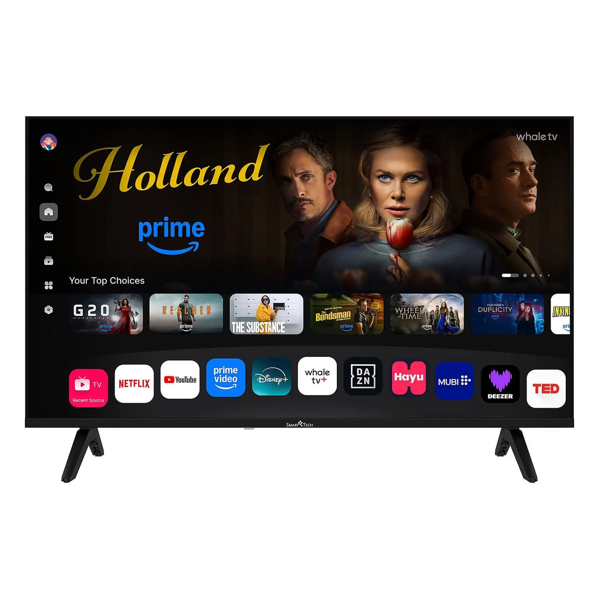 Smart Tech 40FH01K 40 Pollici Full HD Smart TV - Whale OS, HDR10, WiFi, Bluetooth, DVB-T2/S2/C, 3 HDMI, 2 USB, Dolby Digital Plus, VESA 200x200