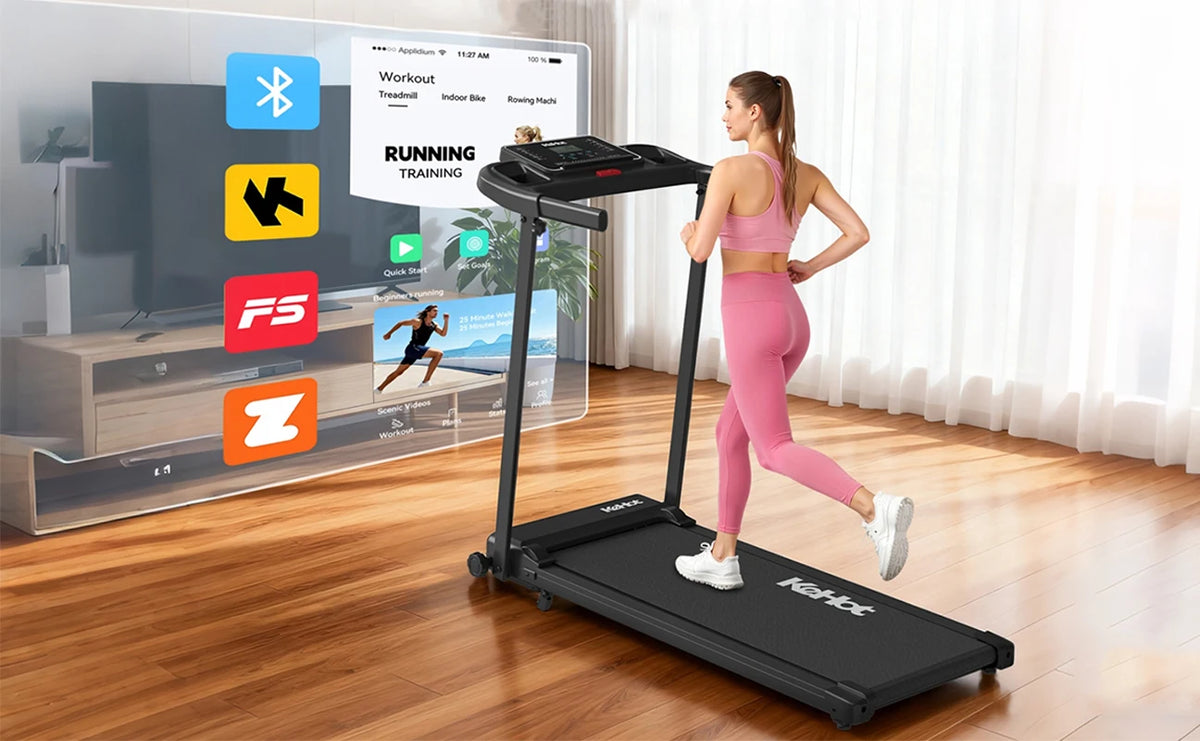Tapis Roulant Kehot per Casa 1-12Km/H 8% Inclinazione App Bluetooth 12 Programmi di Allenamento Tapis Roulant Pieghevole per Palestra Domestica