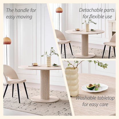 Tavolo da pranzo rotondo in stile nordico, tavolo da pranzo moderno per cucina domestica in legno massello, adatto per 4-6 persone, diametro 115 cm