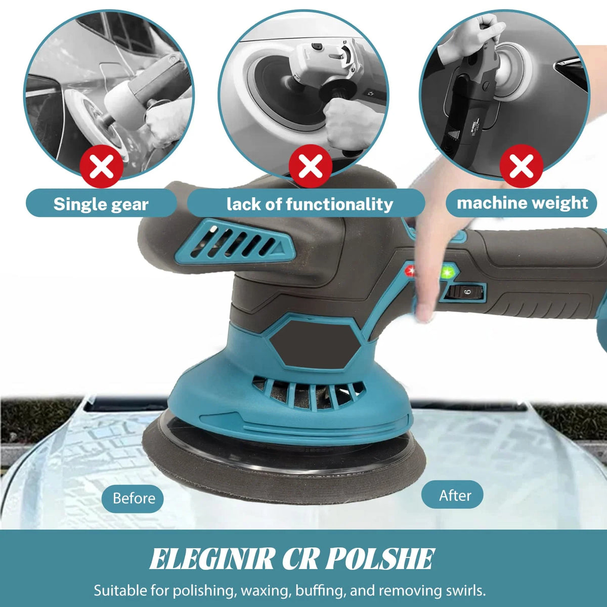    Lucidatrice elettrica portatile a 6 velocità, senza fili, per auto, con batteria Makita 21V