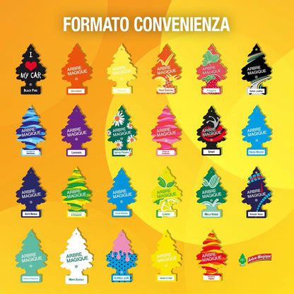 Arbre Magique Profumatore Auto, Fragranza assortiti, Profumazione Moderna, Durata Fino a 7 Settimane, Made in Italy, Confezione da 6 unità