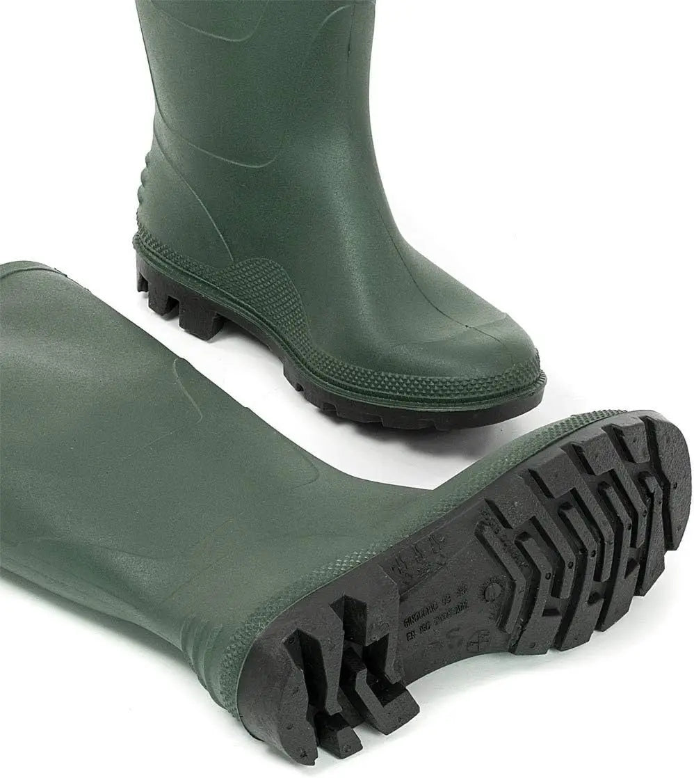 Stivali da pioggia e giardinaggio unisex high top antiscivolo | Stivali resistenti e impermeabili per esterni, lavaggio auto, pesca-Stivali in PVC di Colore Verde Alto, Altezza Ginocchio