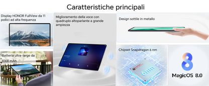 HONOR Pad X8a Tablet da 11", Display con Protezione degli Occhi a 90Hz, Batteria da 8300mAh, 4 Altoparlanti, Android 14, WiFi, Space Gray