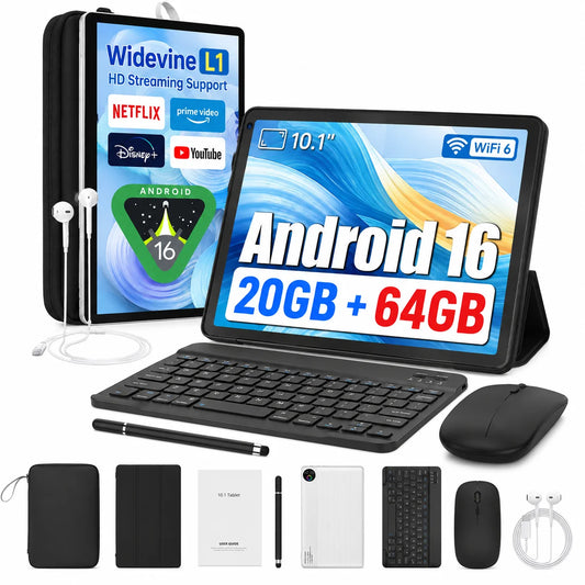 Kb1001L 10.1" HD 800*1280 Android 16 |     20GB di RAM (3+17GB) + 64GB di ROM, processore A333, batteria da 5000mAh, Type-C 5V 2A |     Set completo: tastiera, mouse, astuccio per penne, cuffie, disponibile in magazzin