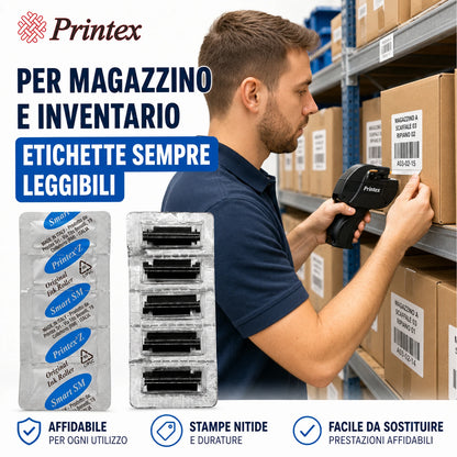Confezione da 1 pack Tampone Inchiostratore Smart SM BL5, 5 Tamponi inchiostratori di ricambio per Etichettatrice e Prezzatrice