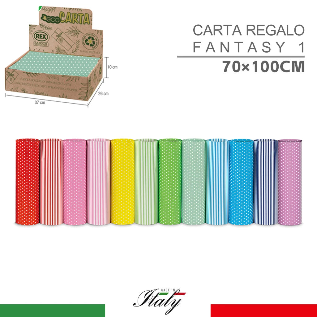 Confezione da 1 Carta Regalo Fantasy, 100 fogli 70 x 100 cm assortiti per confezioni regalo, feste, compleanni e ricorrenze