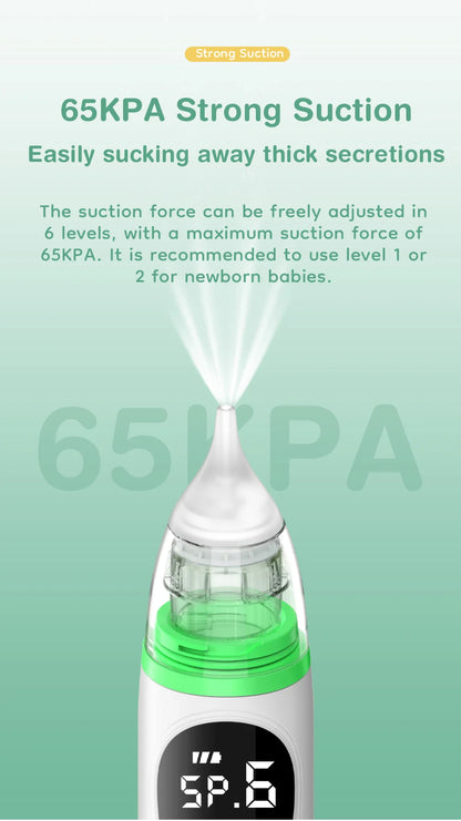 MAMIJOY Bambino Naso Cleaner Silicone Aspirazione Regolabile Elettrico Bambino Aspiratore Nasale Sicurezza Conveniente A Basso Rumore U94