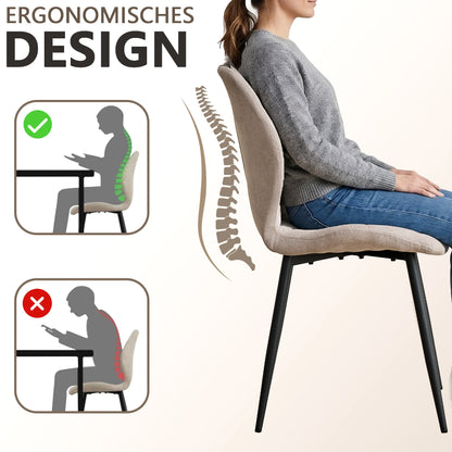 Sedia da pranzo moderna 2/4/6 pezzi, comode sedie imbottite con gambe in metallo per cucina/soggiorno/camera da letto