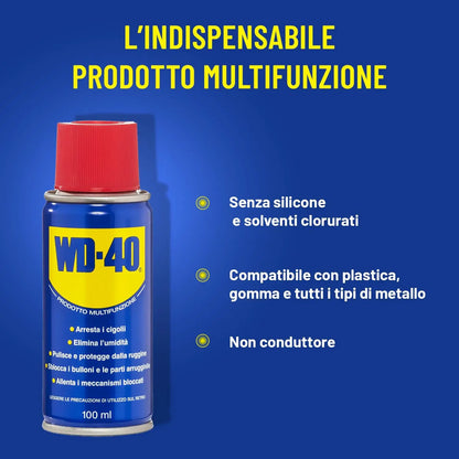 WD-40 - Prodotto Multifunzione - Lubrificante Spray - Elimina i cigolii, sblocca, elimina l’umidità, previene la ruggine - Compatibile con tutti i metalli, plastica e gomma - Senza silicone