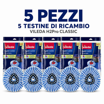 Confezione da 2, 3, 4 o 5 ricambi Vileda H2PrO Spin Mop, teste mocio in microfibra lavabili in lavatrice per pavimenti duri sigillati