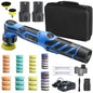 Lucidatrice per auto portatile a batteria 12V, con doppia modalità di funzionamento (rotazione e oscillazione), dotata di kit di tamponi da 1/1,5/2 pollici, strumento elettrico senza fili per la cura e la lucidatura dell’a