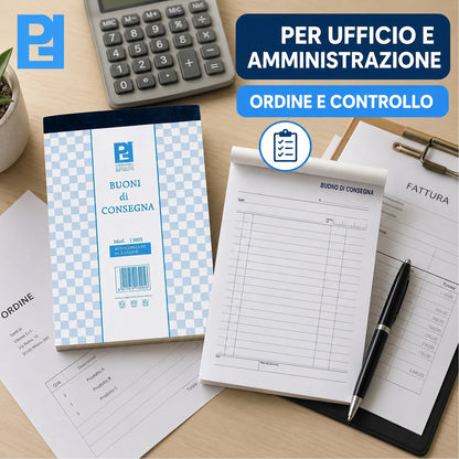 Confezione da 10 blocchi buoni consegna Picarta 15x22 cm, 50 fogli x 2 copie, moduli per consegne, magazzino, ufficio e attività commerciali