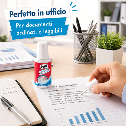 Confezione da 20 Pritt Correct-It Fluid 1620, correttori liquidi per coprire errori su carta, documenti, scuola, ufficio e cancelleria
