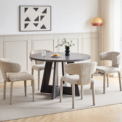 EGOONM Set di 2/4 sedie da pranzo moderne in tessuto di lino, sedie laterali imbottite con schienale curvo, per cucina e soggiorno